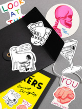 Funny Set of 6 Vinyl Stickers (Set 4) By David Shrigley