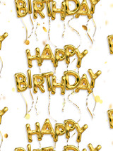 Happy Birthday Gift Wrap - White & Gold Foil Effect Wrapping Paper By Brainbox Candy