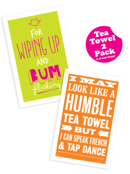 Funny Cheeky Gift - Pack of 2 Tea Towels