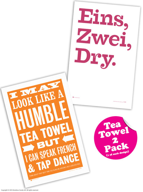 Funny Cheeky Gift - 2 Pack Of Vintage Smintage Tea Towels