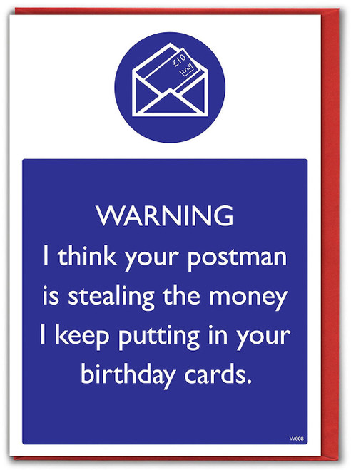 Funny Birthday Card Warning Postman Theft