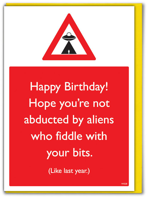 Funny Birthday Card Warning Alien Abuse By Brainbox Candy