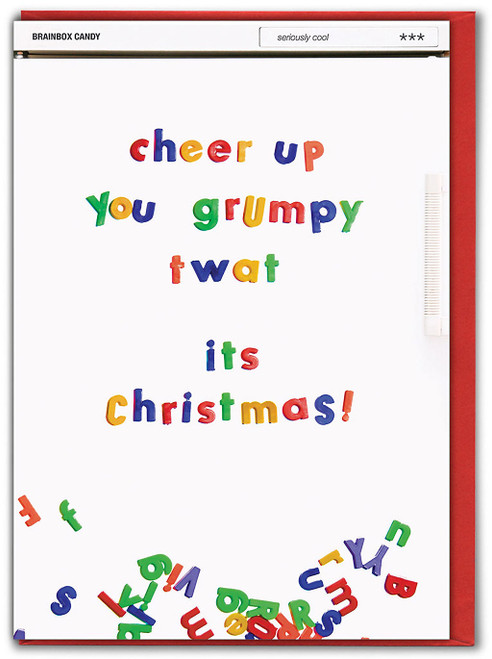 Rude Christmas Card - Cheer Up Grumpy T-Word By Brainbox Candy