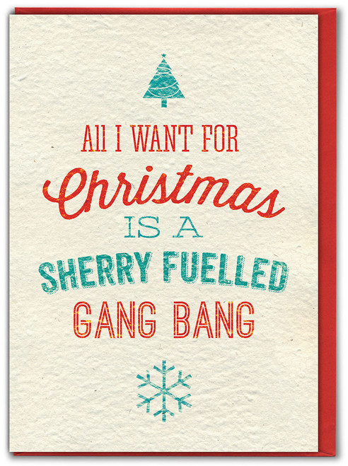 Rude Christmas Card - Sherry Fuelled Gang Bang