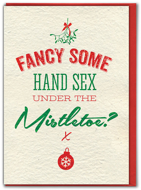 Rude Christmas Card - Hand Sex Mistletoe