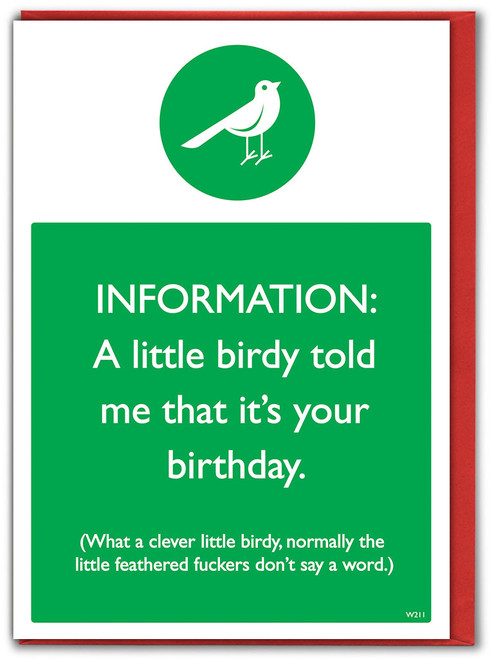 Funny Birthday Card Little Birdy By Brainbox Candy