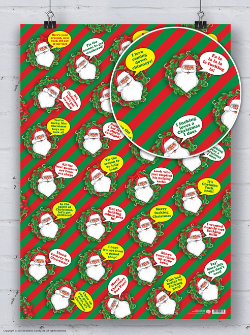 Rude Gift Wrap - Rude Santa Christmas Wrapping Paper