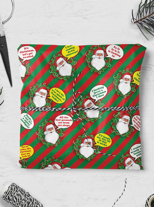 Rude Gift Wrap - Rude Santa Christmas Wrapping Paper