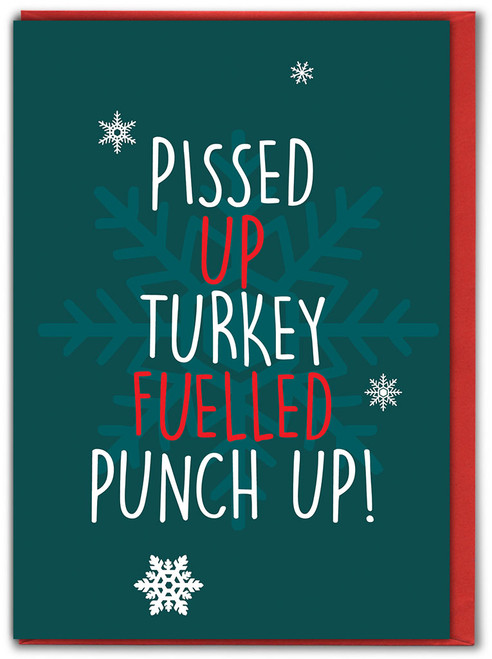 Rude Christmas Card - Turkey Fuelled Punch Up