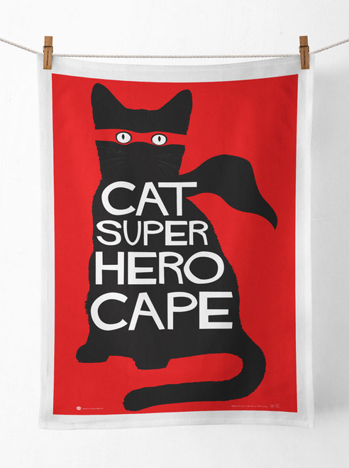 Funny Gift - Cat Super Hero Cape Tea Towel