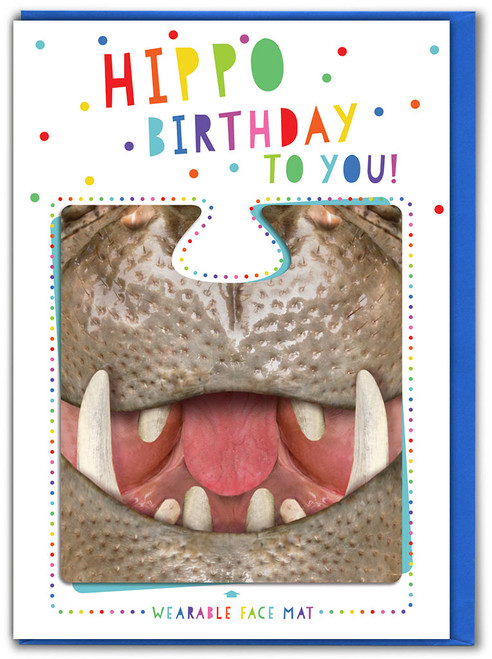 Funny Birthday Card Hippo! & Face Mat By Brainbox Candy