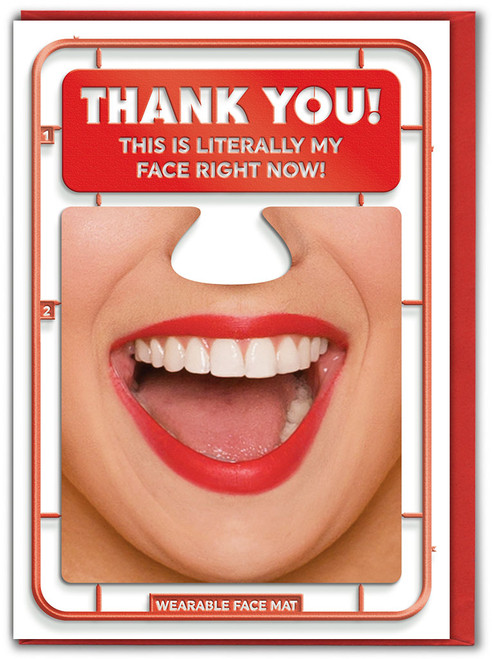 Funny Thank You Card - With Wearable Facemat