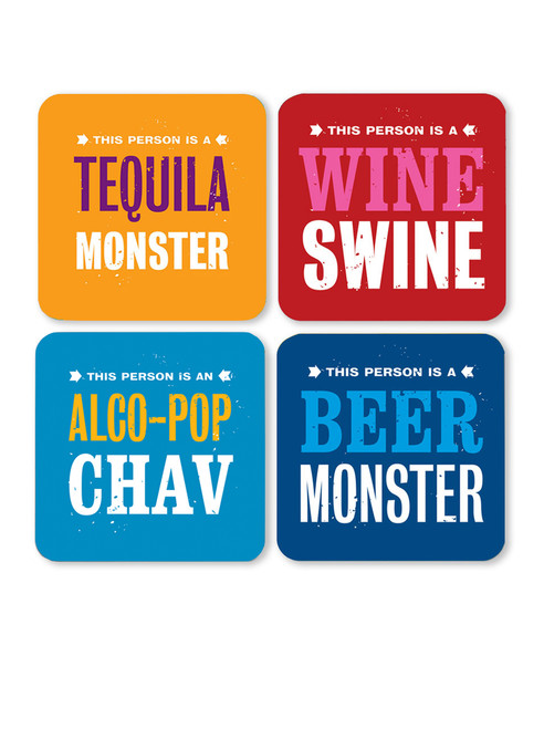 Funny Pack of 4 'Distressed' Vintage Smintage Coasters By Brainbox Candy