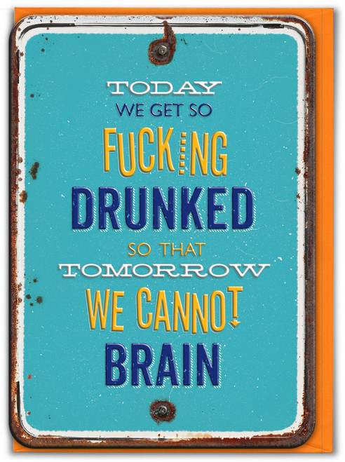 Rude Birthday Card (Embossed) Cannot Brain