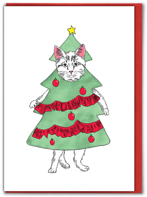 Funny Christmas Card - Catmas Tree By Jimbob Art