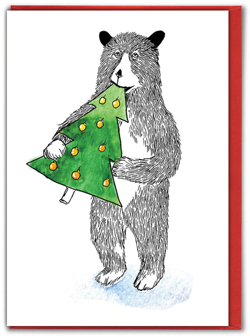 Funny Christmas Card - Bear Tree By Jimbob Art