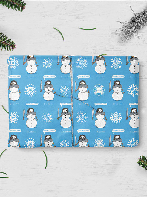 Funny Game of Thrones Gift Wrap - Jon Snowman Christmas Wrapping Paper By Brainbox Candy