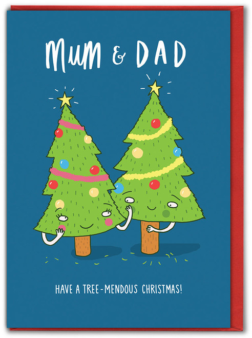 Funny Christmas Card For Mum & Dad Tree-Mendous By Charly Clements