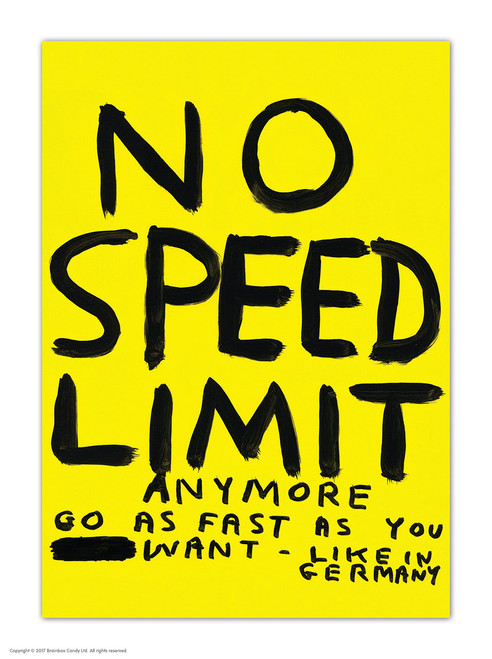 Funny Postcard No Speed Limit By David Shrigley