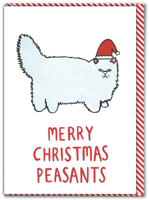 Cat Peasant Christmas Card By Fran Hooper