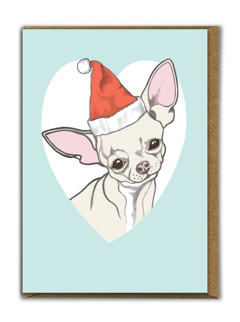 Cute A6 Chihuahua Dog Christmas Card By Fran Hooper