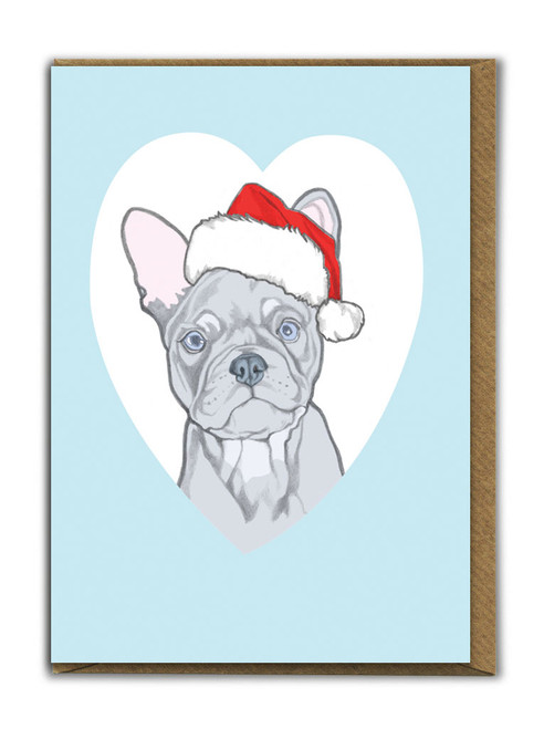 A6 Christmas Card - Cute French Bulldog Dog By Fran Hooper