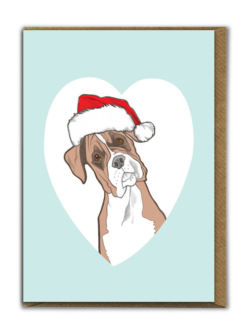 Cute A6 Boxer Dog Christmas Card By Fran Hooper