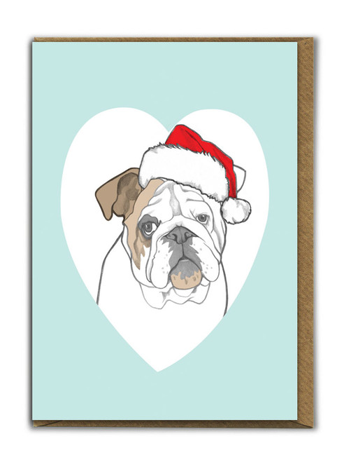 Cute A6 Bulldog Dog Christmas Card By Fran Hooper