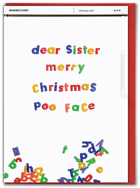 Funny Christmas Card - Sister Merry Xmas Poo Face