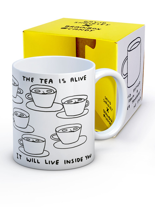 Funny Boxed Mug The Tea Is Alive By David Shrigley