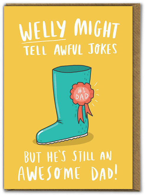 Funny Father's Day Card Welly Tell Awful Jokes By Charly Clements