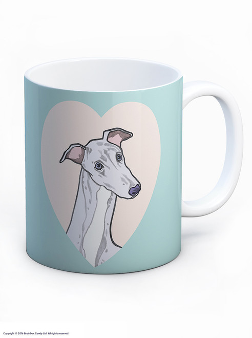 Dog Themed Gift - Cute Greyhound Heart Mug - UNBOXED - By Fran Hooper