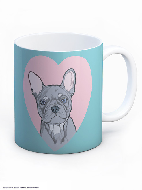 Dog Themed Gift - Cute French Bulldog Heart Mug - UNBOXED - By Fran Hooper