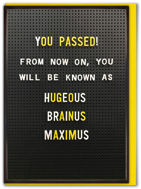 Funny Graduation Congratulations Exams Card - Hugeous Brainus Maximus