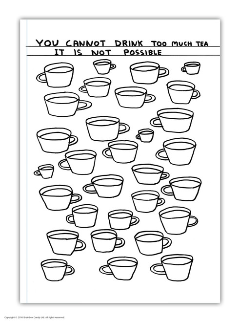 Funny A6 Notebook Drink Too Much Tea By David Shrigley