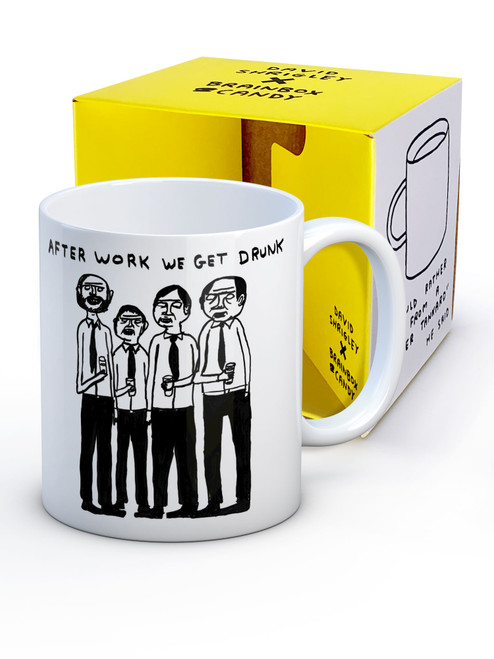 Funny Boxed Mug After Work We Get Drunk By David Shrigley