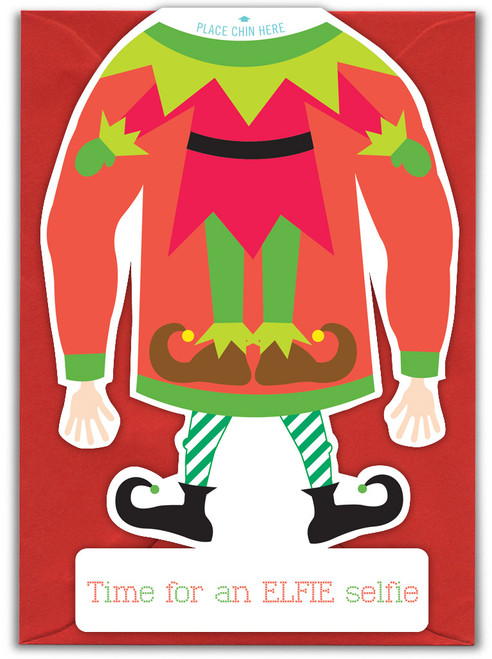 Funny Christmas Card - Elfie Selfie By Brainbox Candy