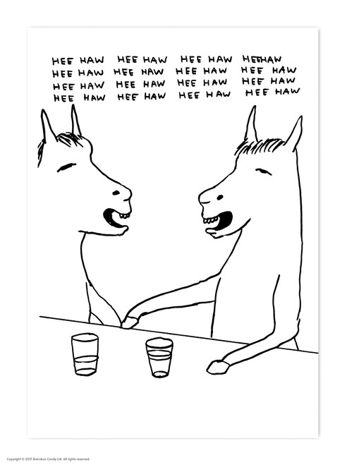 Funny Postcard HeeHaww By David Shrigley