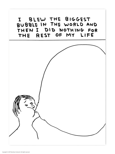 Funny Postcard Biggest Bubble By David Shrigley