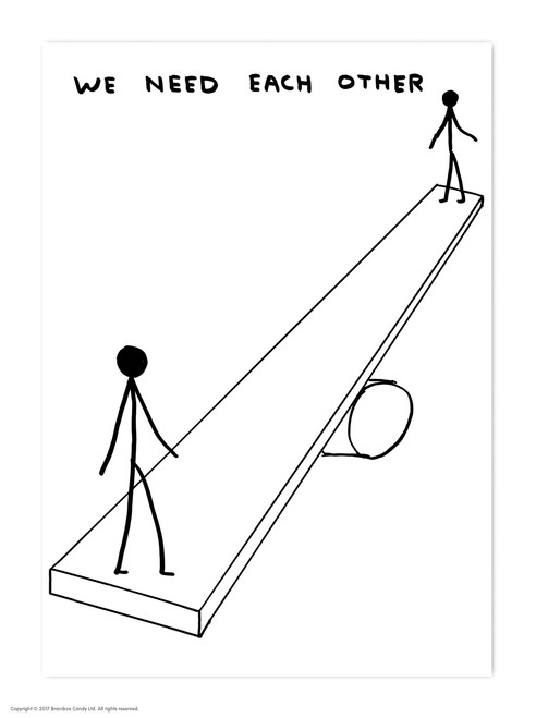 Funny Postcard We Need Each Other By David Shrigley