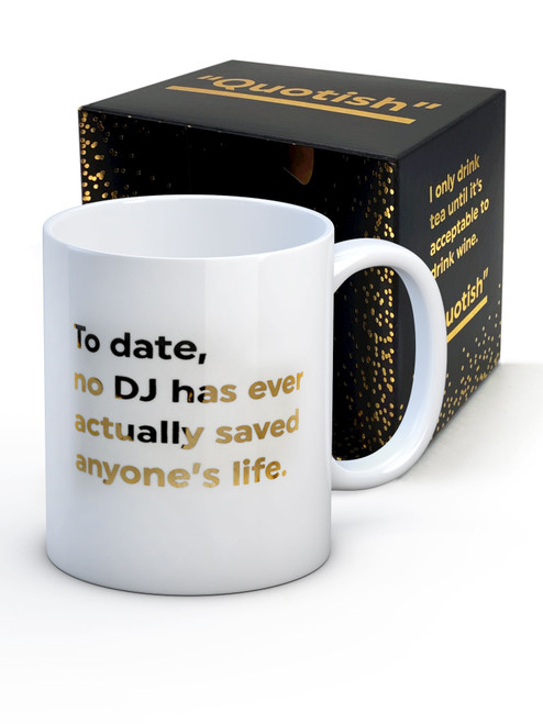 Funny Boxed Mug (Gold Foiled) No DJ By Brainbox Candy