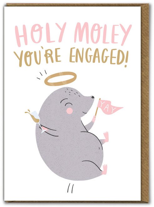 Funny Engagement Card - Holy Moley By Charly Clements