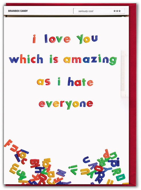 Funny Valentines Card Love You Hate Everyone By Brainbox Candy