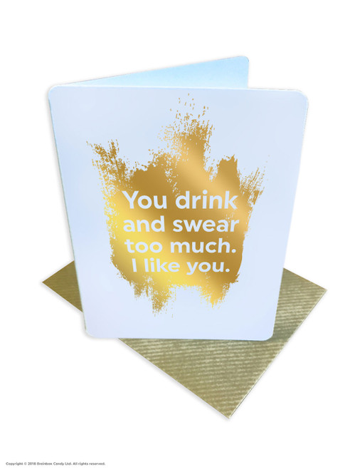 Funny Birthday Card (Gold Foiled) Drink And Swear