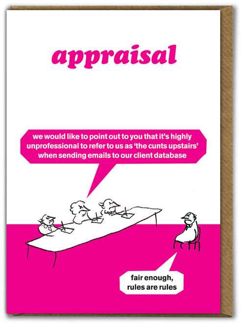 Rude Birthday Card Appraisal Cunts Upstairs By Modern Toss