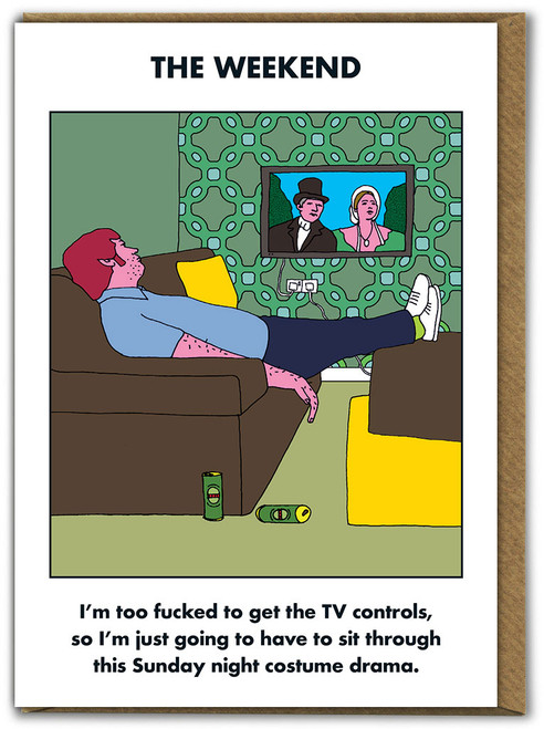 Rude Birthday Card Weekend TV Controls By Modern Toss