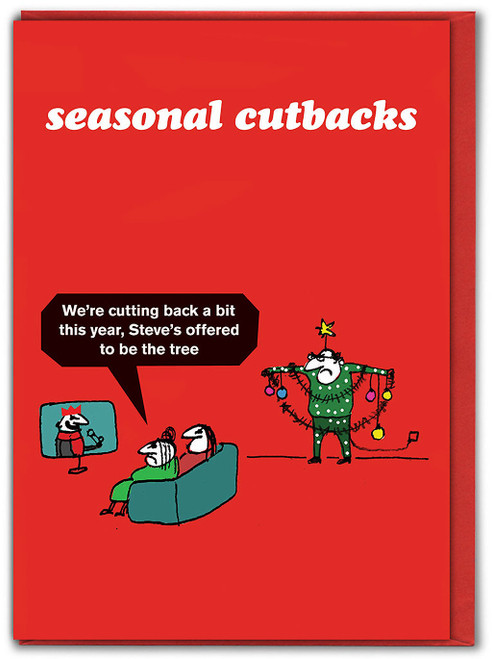 Funny Christmas Card - Seasonal Cutbacks Tree By Modern Toss