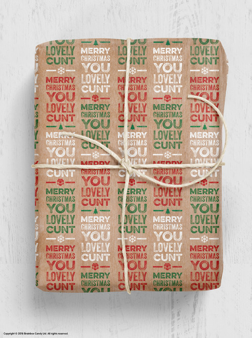 Sale Gift Wrap - Lovely C-Word Christmas Wrapping Paper By Brainbox Candy