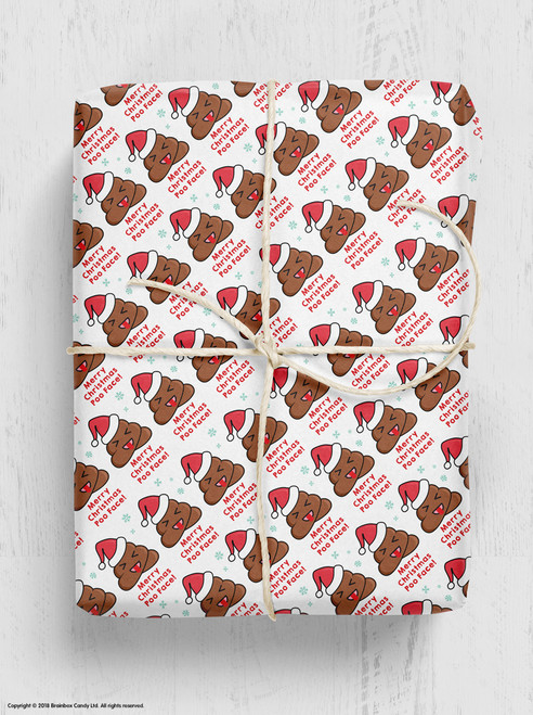 Sale Gift Wrap - Poo Face Christmas Wrapping Paper