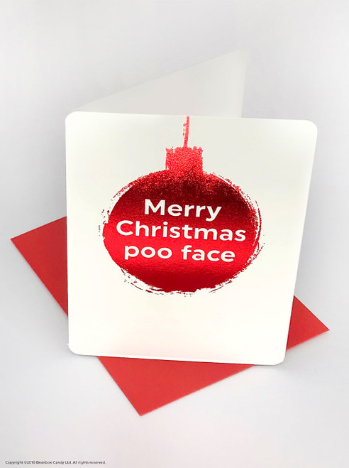 Funny Christmas Card (Red Foiled) Poo Face